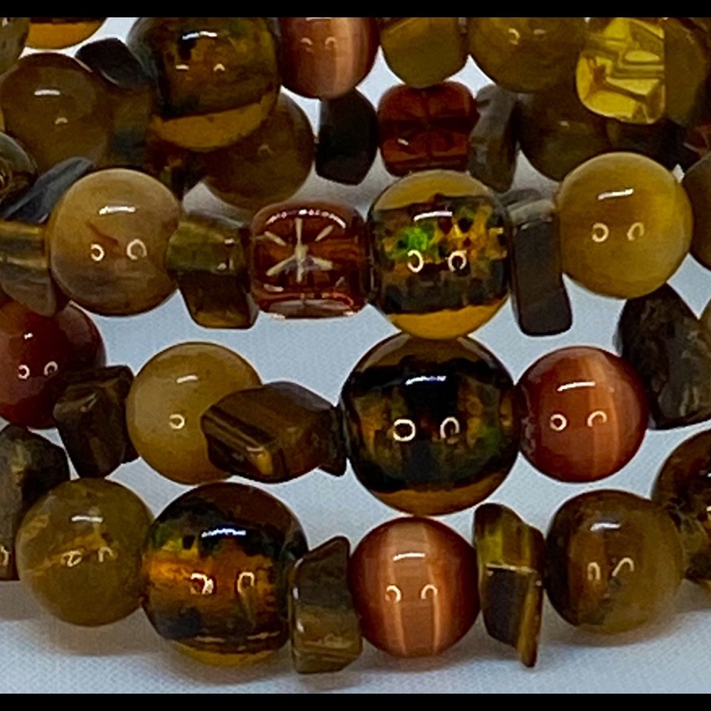 Handmade Brown Beaded Memory Wire (Wrap) Bracelets - Picture 9 of 16